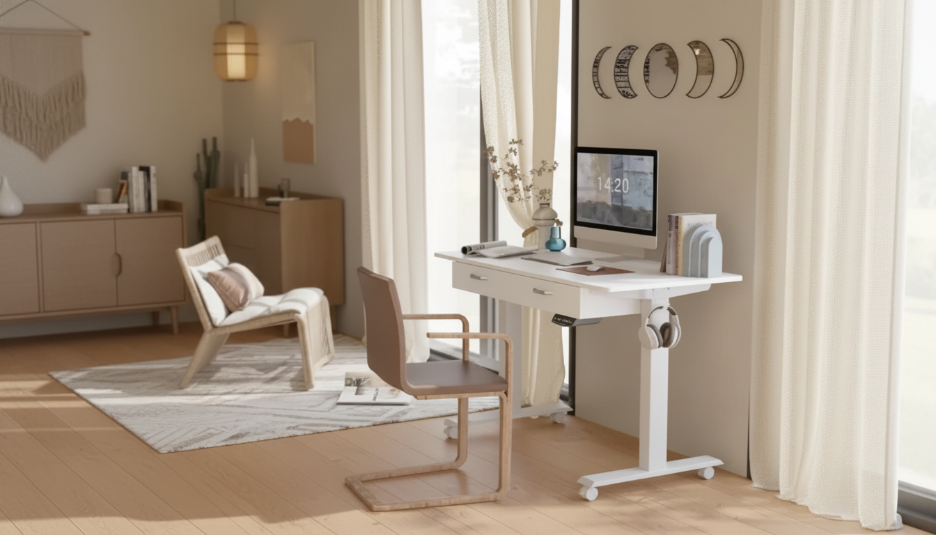 Mobile Electric Standing Desk With Drawers & Casters
